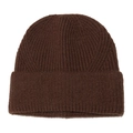 Dettaglio del berretto in maglia marrone scuro con trama a costine spesse e bordo ripiegato - M(56-58cm) / caffè