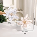 25cm cream white Christmas artificial poinsettia flower with gold glitter edges - Milky White And Champagne Gold
