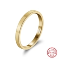 Minimalist 2mm S925 sterling silver gold plated band ring with hallmark stamp - US 5 / 2.0MM Width/1.35g / 14K Gold Plated