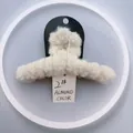Large apricot plush hair claw clip in faux rabbit fur for women's autumn winter styling - 2# Plush Apricot 14CM