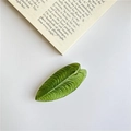 Green acrylic leaf-shaped collapsible phone socket grip with natural vein textures - Anthurium Veitchii (m147)