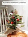 Mini árbol de Navidad de mesa 40cm con bolas rojas y piñas en base de arpillera - Árbol de Navidad con Estrella y Bellota (50cm)