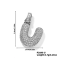 Ciondolo lettera U in argento con pavé di zirconi scintillanti per collana hip hop trendy - Pendaglio argento lettera U