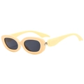 Gafas de sol ovaladas retro con montura gruesa amarillo crema y lentes grises - Montura Beige Lente Gris Negro