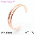 French style double-layer rose gold plated twisted cable open bangle bracelet - Double Layer Twisted Thin Style (KR105045-KFC)