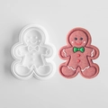 Gingerbread man cookie cutter set with brown finished biscuit and colorful icing decor - Gingerbread Man A