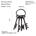 Vintage cast iron HOME key ring decorative wall art with lettered keys on white background - 8370 HOME Keys with Ring