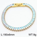 Pulsera de acero de titanio dorado con circonitas de colores, medida 190x6mm - Dorado (KB186989-GC)