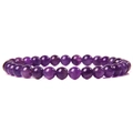Close-up of 6mm polished natural amethyst beaded bracelet showing mineral textures - Natural Amethyst