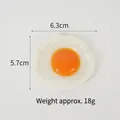 Realistic PVC fried egg model measuring 6.3cm by 5.7cm and weighing 18g for decoration - Poached Egg - No Buckle