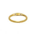 Detail of gold Aries zodiac ring with a flat band surface and two sparkling side diamonds - US 6 / Scorpio