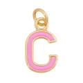 Rosa Emaille-Buchstabe C Anhänger mit goldenem Metallrand für Halsketten und Armbänder - Rosa - Buchstabe C
