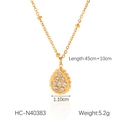 Close-up of 18K gold stainless steel teardrop pendant with clear rhinestones and dimensions - Water Drop Pendant Style (HC-N40383)