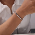 Chic silver finish hip-hop link bracelet with adjustable chain for women - Fine 5.5mm Bracelet (E489) / Steel