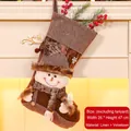 Linen and velvet Christmas stocking with 3D snowman, hanging decoration, 26x47cm - Snowman Style (063-B)