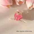 Pinza para el pelo corazón rosa en acrílico transparente, 4,5 cm para peinado diario - 1212D Pinza para Flequillo Corazón
