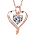 Elegant S925 silver heart pendant necklace in rose gold with sparkling heart-cut cubic zirconia - With 40+5cm Box Chain / Rose Gold