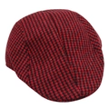 Detailed macro view of red and black houndstooth pattern on a wool vintage flat cap - One Size (Circumference 58cm) / Color 5 (Red Black Houndstooth)