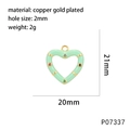 Detailed size specifications for heart-shaped enamel pendant with multicolor zircons - Heart / Milk Green (P07337)