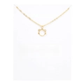 Detailed view of a gold-tone cat pendant necklace on a decorative sentiment card - Cat White Card (YH6167) / Gold