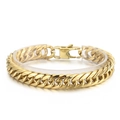 Poliertes goldfarbenes Panzerarmband mit doppeltem Glied und sicherem Kastenverschluss - Goldenes Armband (KB153788-Z) / Gold