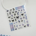 Stickers ongles relief 3D TS-3067 avec papillons bleu violet et motifs floraux - Grappes Colorées-Nouveau Gaufré (TS-3067)