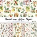 6x6 inch Christmas Retro Scrapbook Paper Pad with 12 vintage watercolor holiday patterns - R2583 24 Sheets