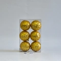 Close-up of six 10cm gold Christmas ornaments with quilted glitter texture in a box - Golden Lattice Decoration Ball (6pcs/10cm)
