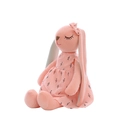 Pink plush bunny doll with long ears and floral dress on a clean white background - Pink / 45cm
