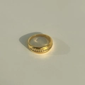 Polished 18k gold plated titanium ring with a row of clear cubic zirconia crystals - US 6 / Gold
