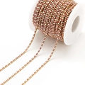 Pink and white rhinestone claw chain with gold base for DIY jewelry making - 2mm Pink