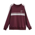 Set felpa e pantaloni bordeaux con ricamo NY e delicati dettagli in pizzo rifinito - S / Tops