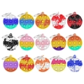 Mini round Pop It keychain fidget toys in fifteen assorted rainbow and camo colors - Round Fidget 5.8*5.8cm