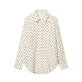 Vintage lapel longline button-down shirt in off-white with black polka dot print - XS / Off-White Polka Dot