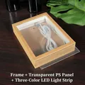 Natuurlijk houten LED-fotolijst met PS-paneel en driekleurige lichtstrip-functie - Frame + PS Paneel + LED Strip / A5 14,8x21cm