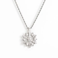 Titanium steel rotating snowflake pendant necklace with silver finish and crystals - Rope Chain Necklace / Silver Rhinestone Snowflake Twist Chain