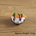 Realistic sushi food toy model in a black bowl with salmon topping weighing 33.6g - Sea Fish Sushi - No Hook / 5CM Diameter