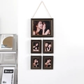 Vintage wandfotolijstset van donker hout met 5 lijsten en ophangtouw van hennep - Vintage Bruin (1 Horiz + 4 Vert) / 10"+5"