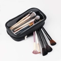 Black large capacity makeup brush storage bag with clear window and multi-color brushes - Semi-Transparent Waterproof Bag