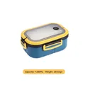 Boîte à lunch bleue de 1200 ml en plastique avec bord jaune et couvercle hermétique - 1200ml / Bleu/Jaune