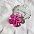 Pink jelly flower hair claw clip with matte finish and elegant six-petal design - Frosted Rose Red