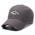 Casquette vintage gris foncé avec broderie 3D New York et California et usure - Réglable / gris foncé
