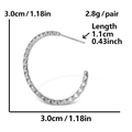 Detail view of 30mm stainless steel hoop earrings with size and weight specifications - Silver (D255-S)