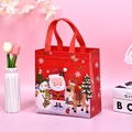 Christmas non-woven gift bag with Santa and reindeer prints on a warm red background - Style 4-Red Hand-drawn Cartoon