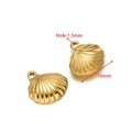 Golden shell-shaped stainless steel pendant 16mm with 1.5mm hole for DIY jewelry making - 16mm Striped Shell Gold