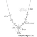 Collana in acciaio inossidabile argento con ciondoli a stella in zircone e catena regolabile - Color Acciaio Stella a Otto Punte