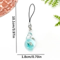 Blue resin conch shell pendant keychain with lanyard, ocean-themed charm, 10cm height - Transparent Lake Blue Resin Ocean Conch Bag Charm-ER1929