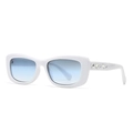 Witte vierkante zonnebril met lichtblauwe gradiëntglazen en strass op de pootjes - Wit Frame Blauwe Lens