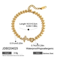 Bracciale battito cardiaco dorato in acciaio inossidabile con catena a foglie e cristallo - Stile Cuore ed ECG (JDB0204029)
