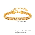 Detail of 18K gold-plated double row olive bead bracelet with white zircon and lobster clasp - Gold Three-Row Style (BR-2440G)